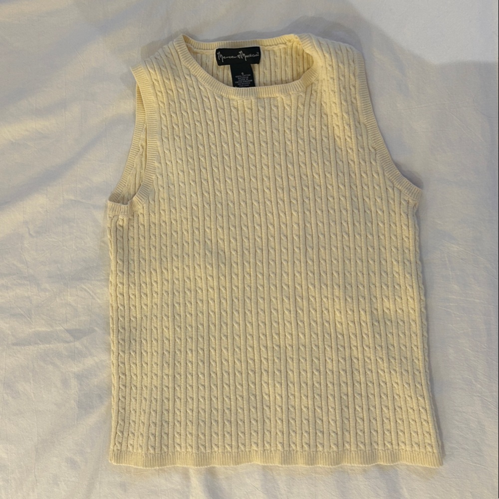 Mercer & Madison Light Yellow Cable Knit Sweater Vest